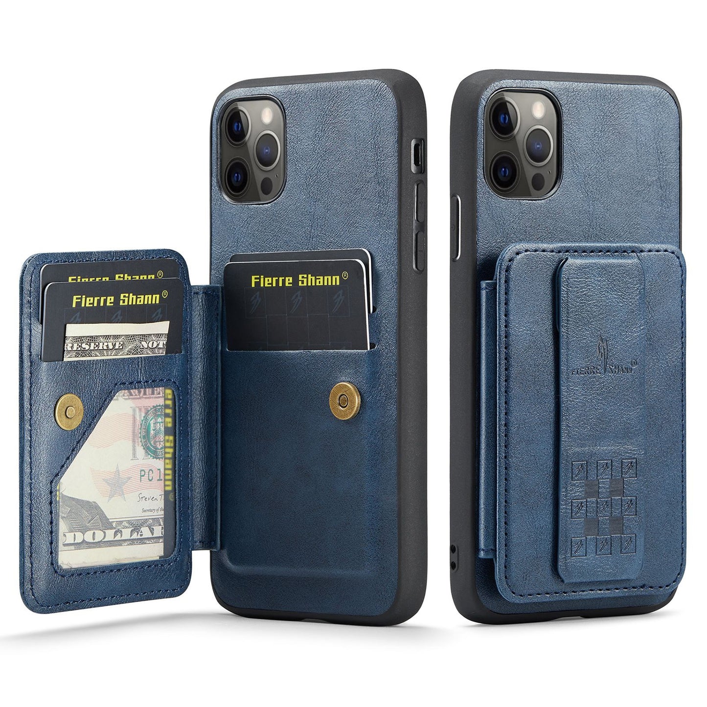 iPhone 11 Pro Card Holder Back Phone Case - Oil Wax Cow Leather