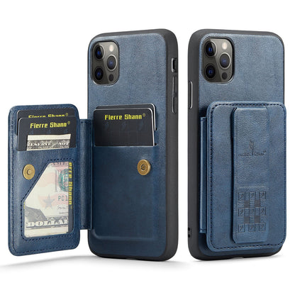 iPhone 11 Pro Card Holder Back Phone Case - Oil Wax Cow Leather