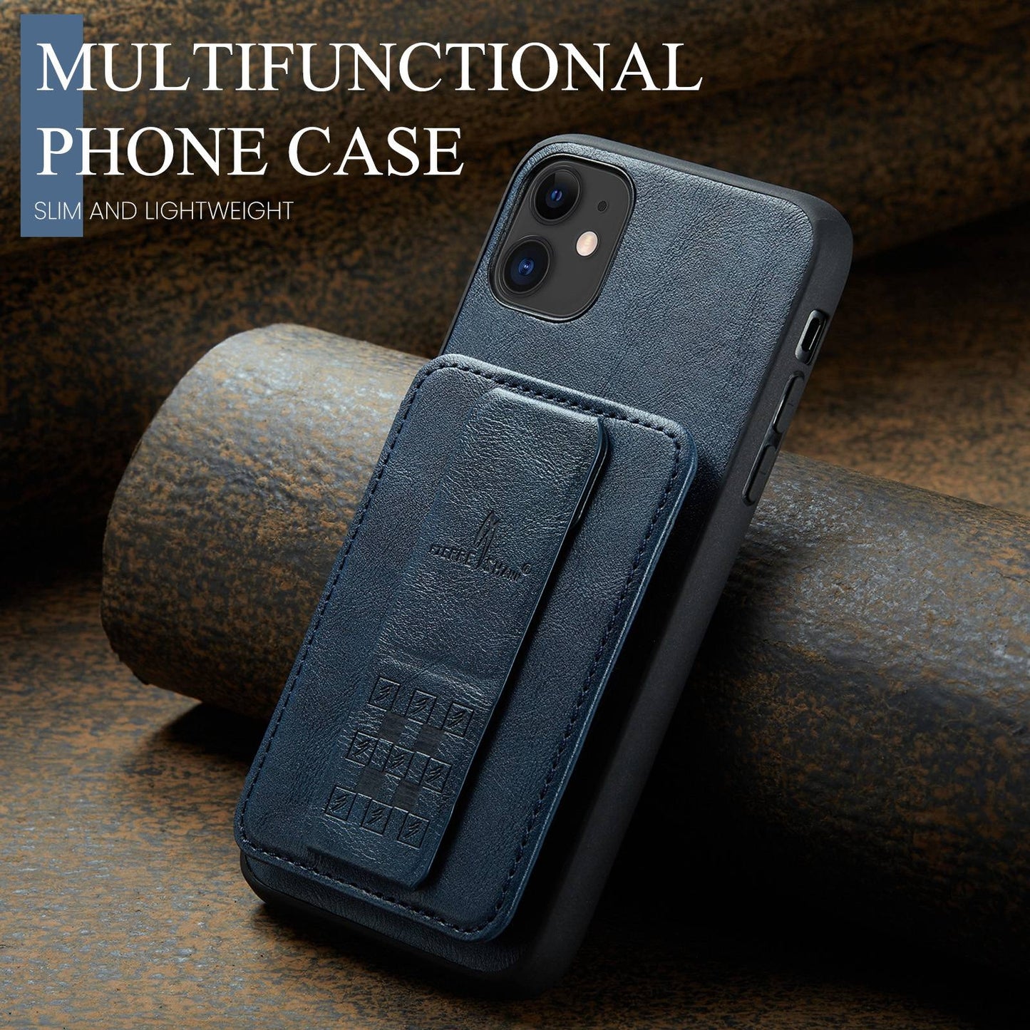 iPhone 11 Pro Card Holder Back Phone Case - Oil Wax Cow Leather