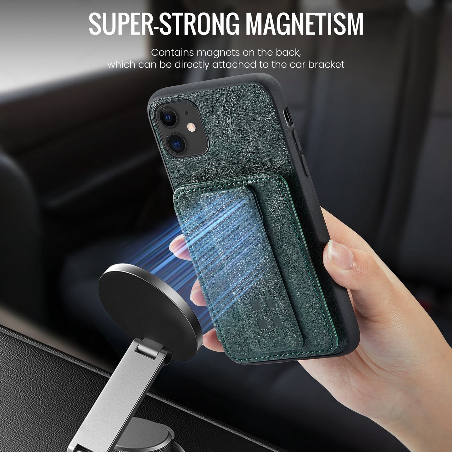 iPhone 11 Pro Card Holder Back Phone Case - Oil Wax Cow Leather
