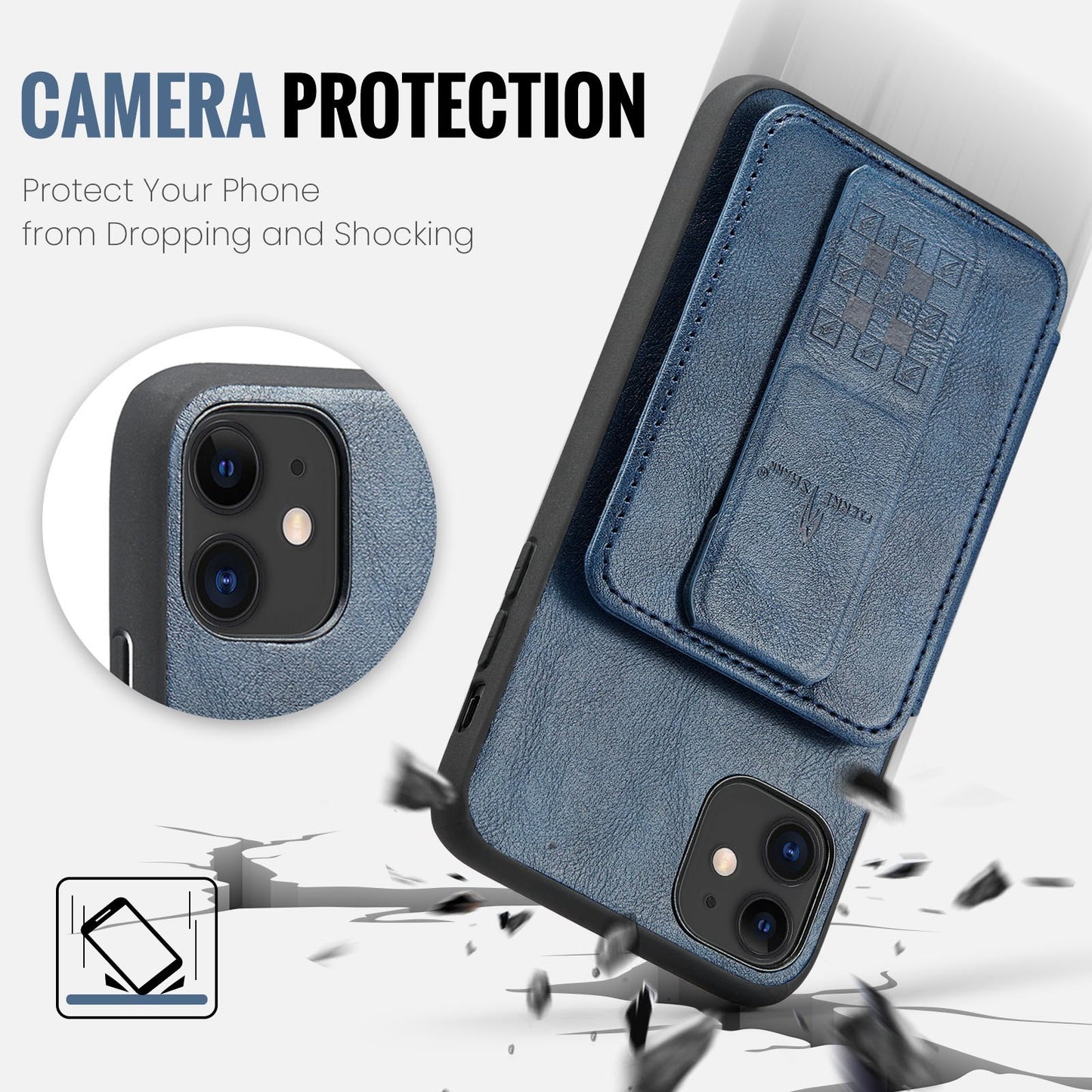 iPhone 11 Pro Card Holder Back Phone Case - Oil Wax Cow Leather