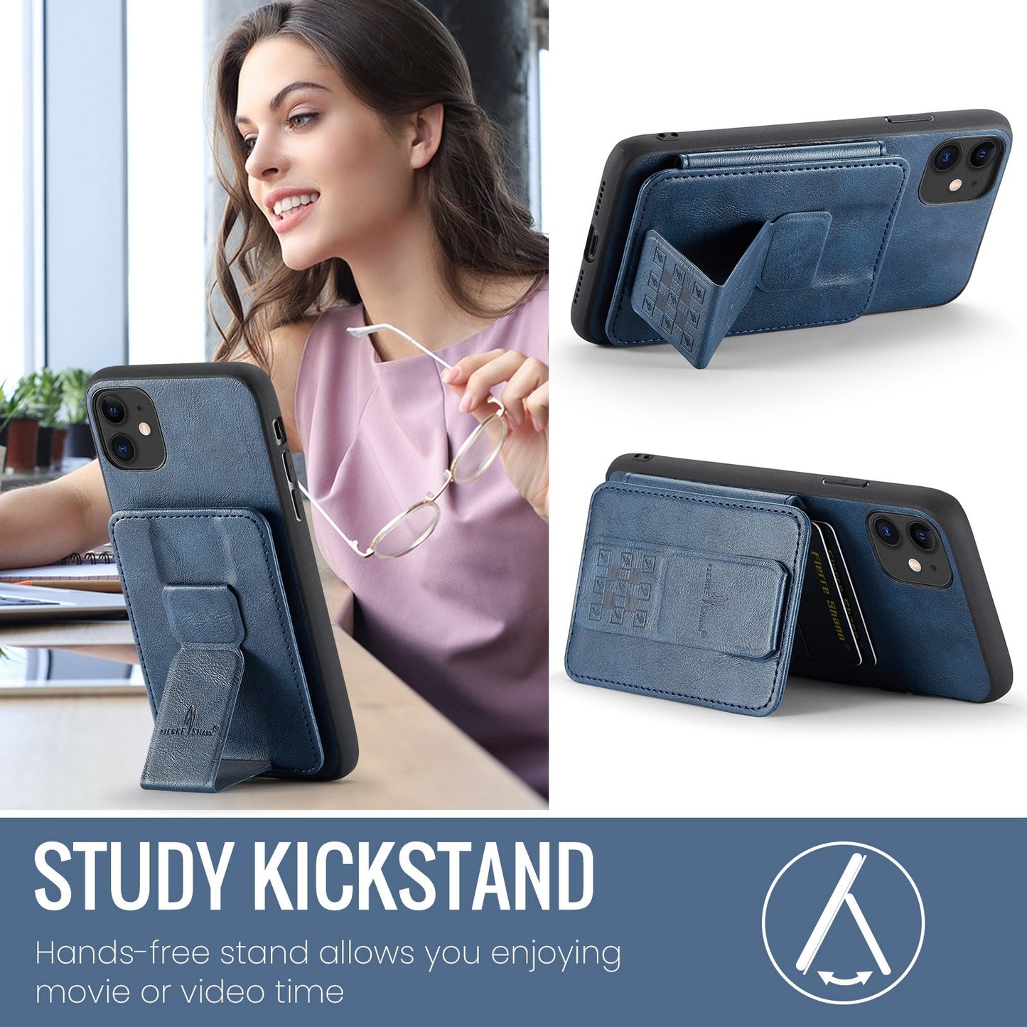 iPhone 11 Pro Card Holder Back Phone Case - Oil Wax Cow Leather