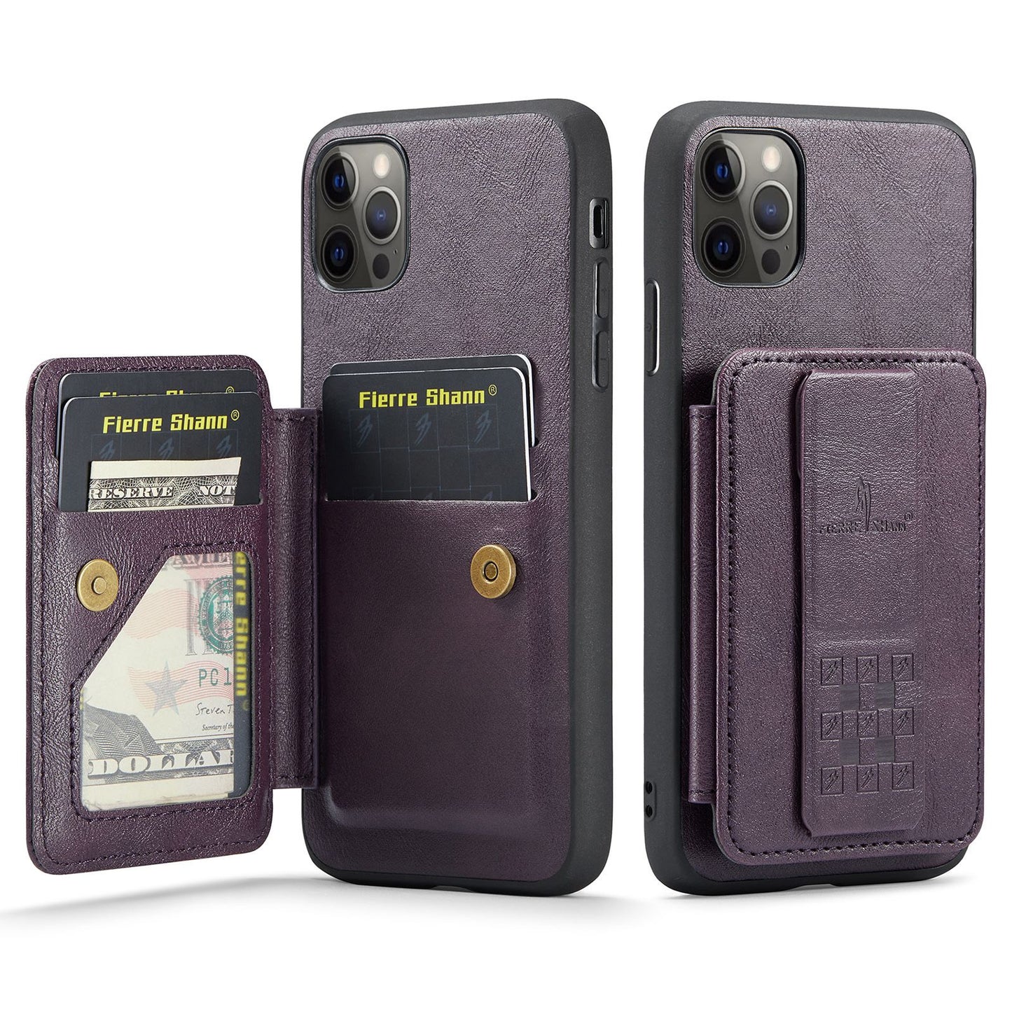 iPhone 11 Pro Card Holder Back Phone Case - Oil Wax Cow Leather