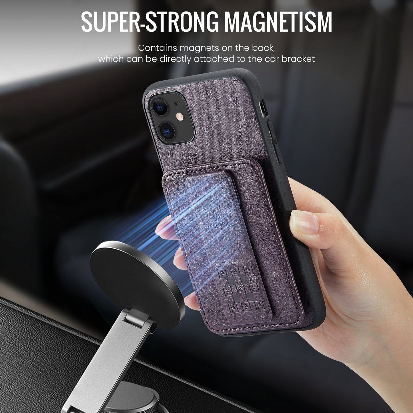 iPhone 11 Pro Card Holder Back Phone Case - Oil Wax Cow Leather