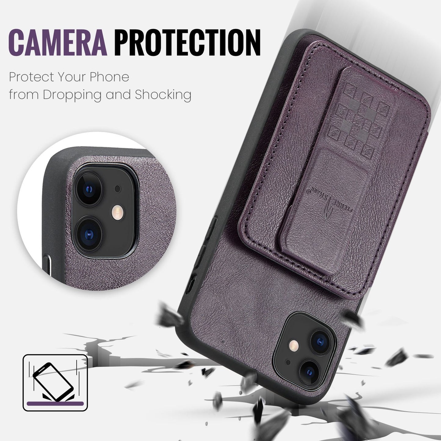 iPhone 11 Pro Card Holder Back Phone Case - Oil Wax Cow Leather