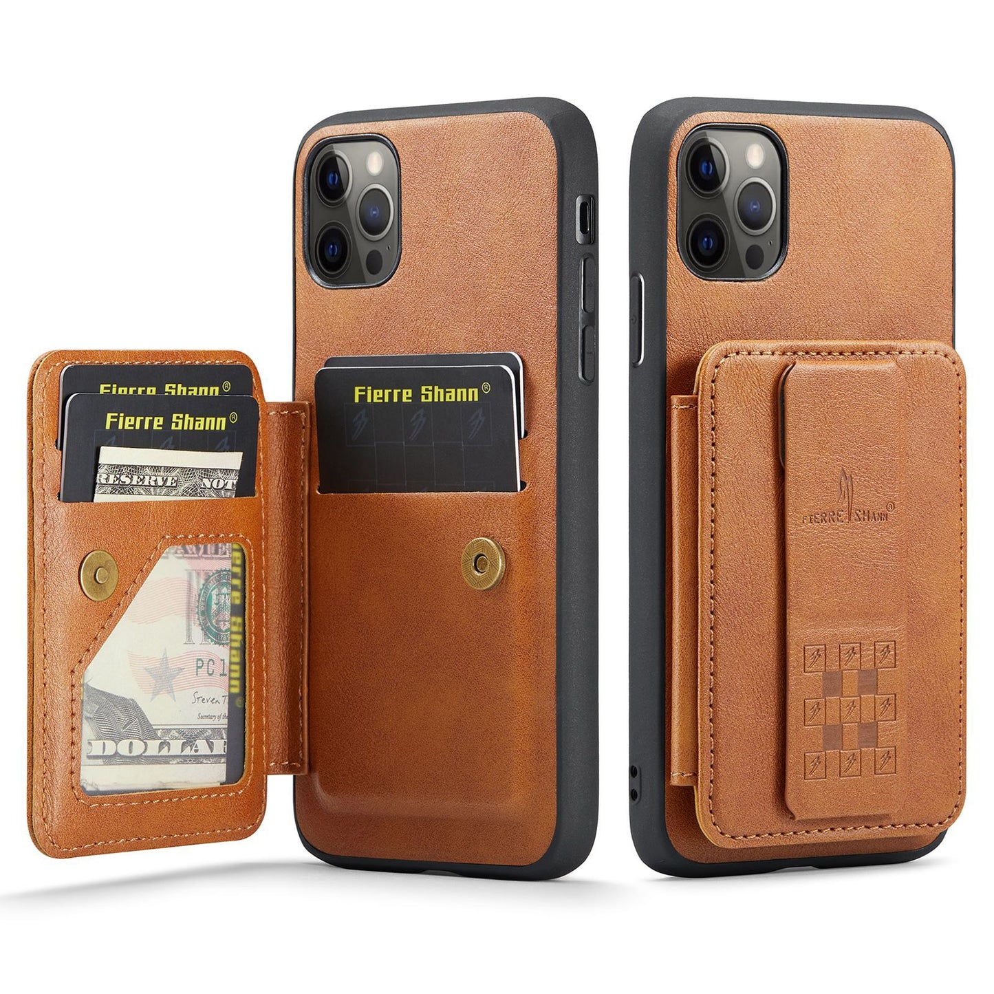 iPhone 11 Pro Card Holder Back Phone Case - Oil Wax Cow Leather