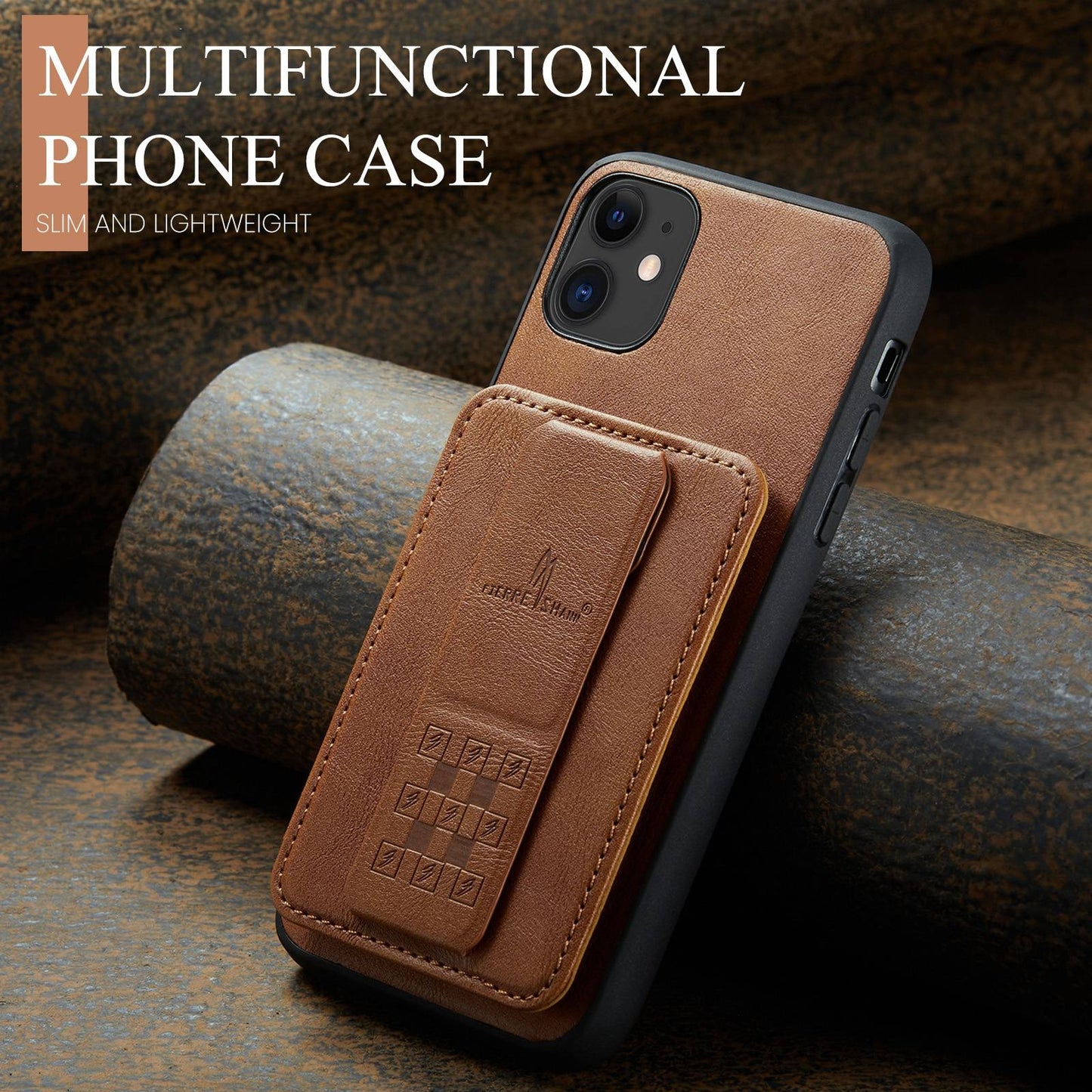iPhone 11 Pro Card Holder Back Phone Case - Oil Wax Cow Leather