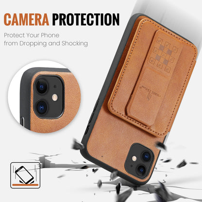 iPhone 11 Pro Card Holder Back Phone Case - Oil Wax Cow Leather