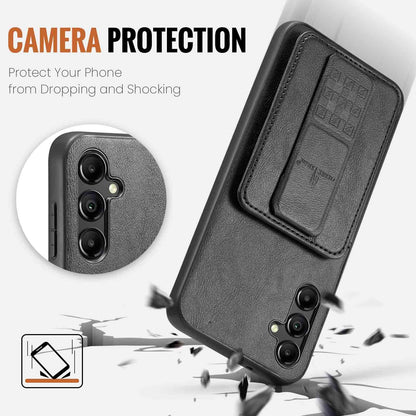 Samsung Galaxy A14 5G Card Holder Back Phone Case - Oil Wax Cow Leather