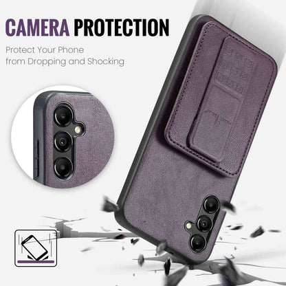 Samsung Galaxy A14 5G Card Holder Back Phone Case - Oil Wax Cow Leather