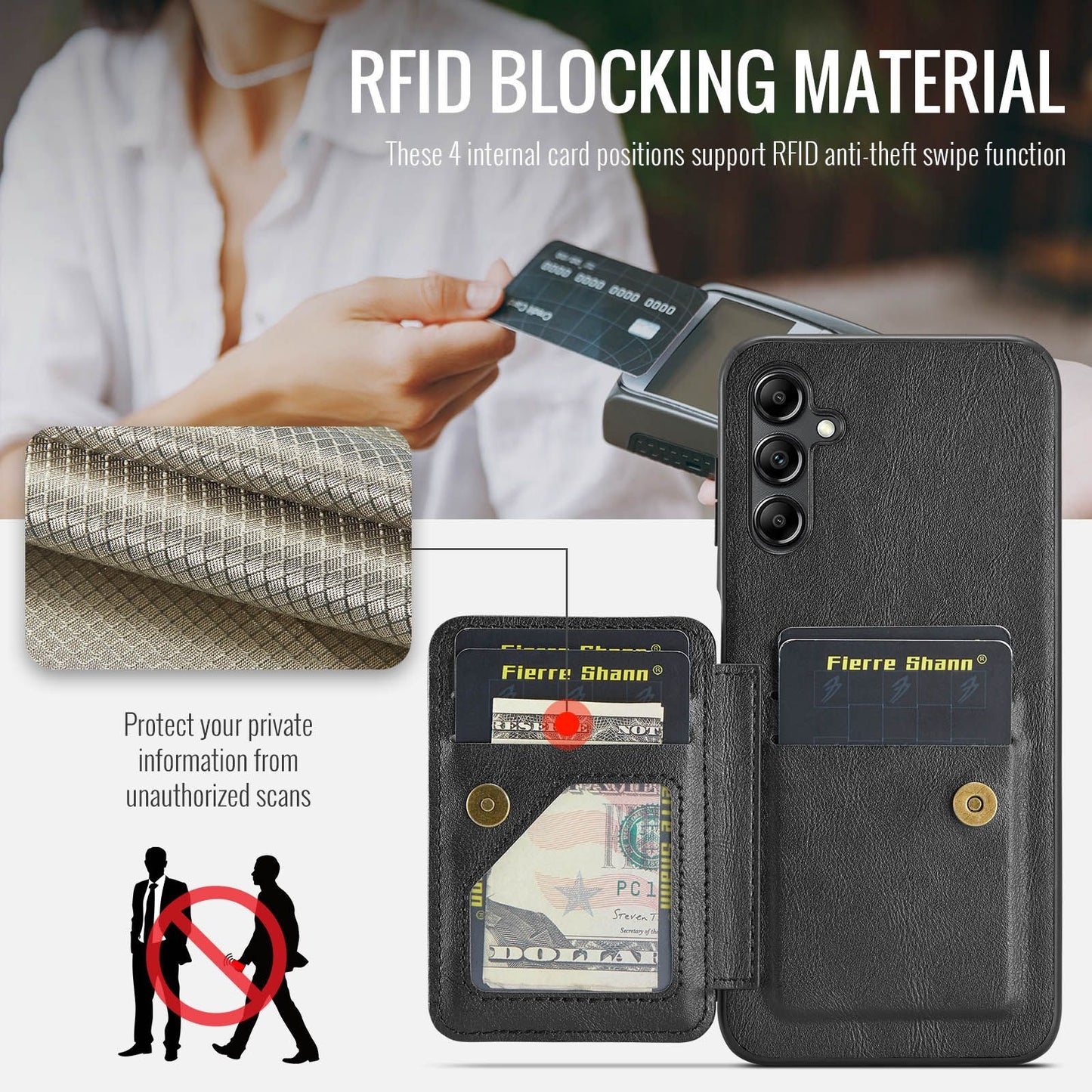 Samsung Galaxy A15 5G Card Holder Back Phone Case - Oil Wax Cow Leather