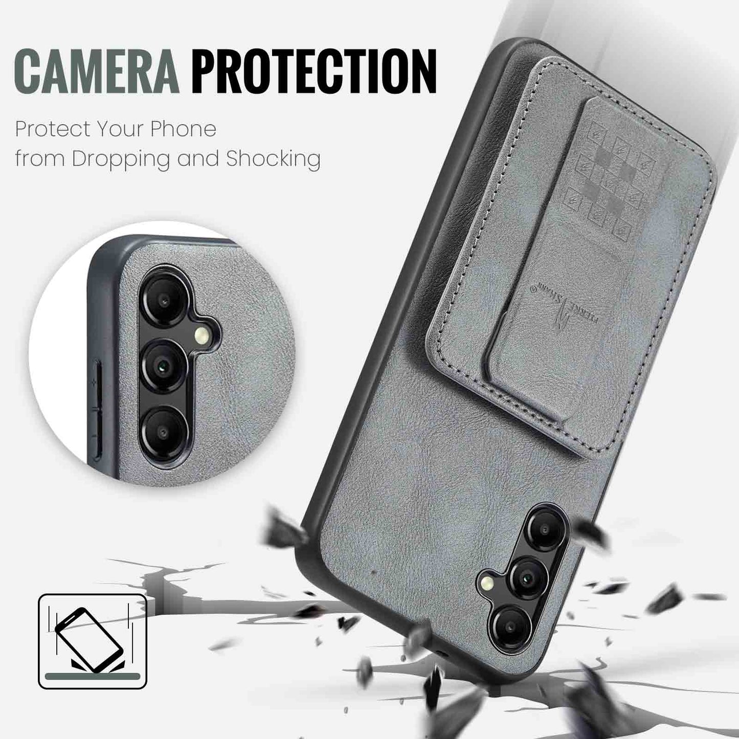 Samsung Galaxy A15 5G Card Holder Back Phone Case - Oil Wax Cow Leather