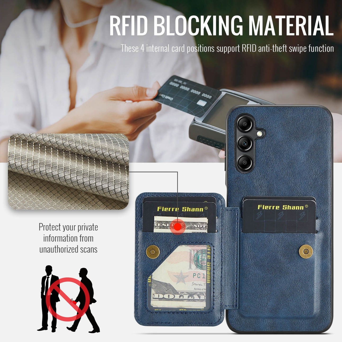 Samsung Galaxy A15 5G Card Holder Back Phone Case - Oil Wax Cow Leather