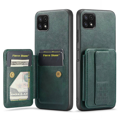 Samsung Galaxy A22 5G Card Holder Back Phone Case - Oil Wax Cow Leather