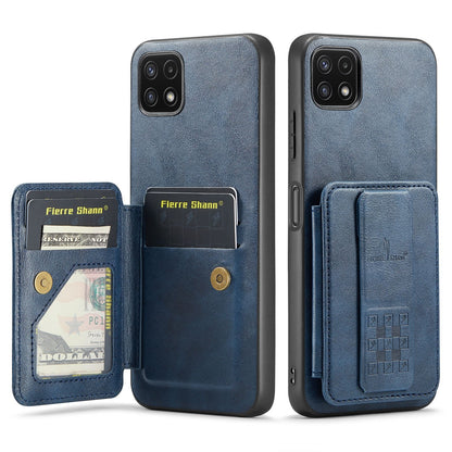 Samsung Galaxy A22 5G Card Holder Back Phone Case - Oil Wax Cow Leather