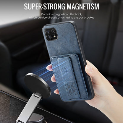 Samsung Galaxy A22 5G Card Holder Back Phone Case - Oil Wax Cow Leather