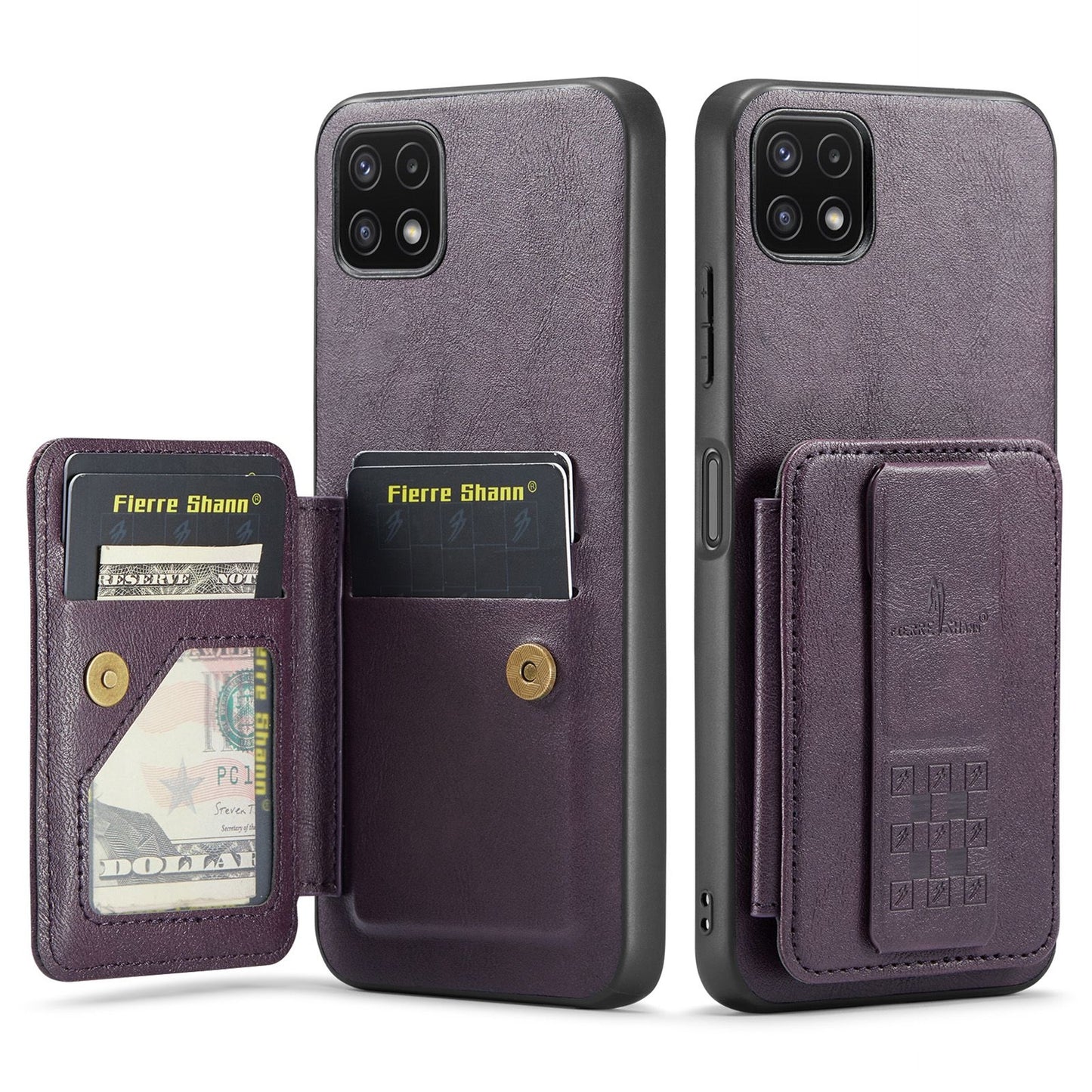 Samsung Galaxy A22 5G Card Holder Back Phone Case - Oil Wax Cow Leather