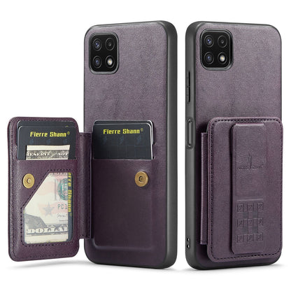 Samsung Galaxy A22 5G Card Holder Back Phone Case - Oil Wax Cow Leather