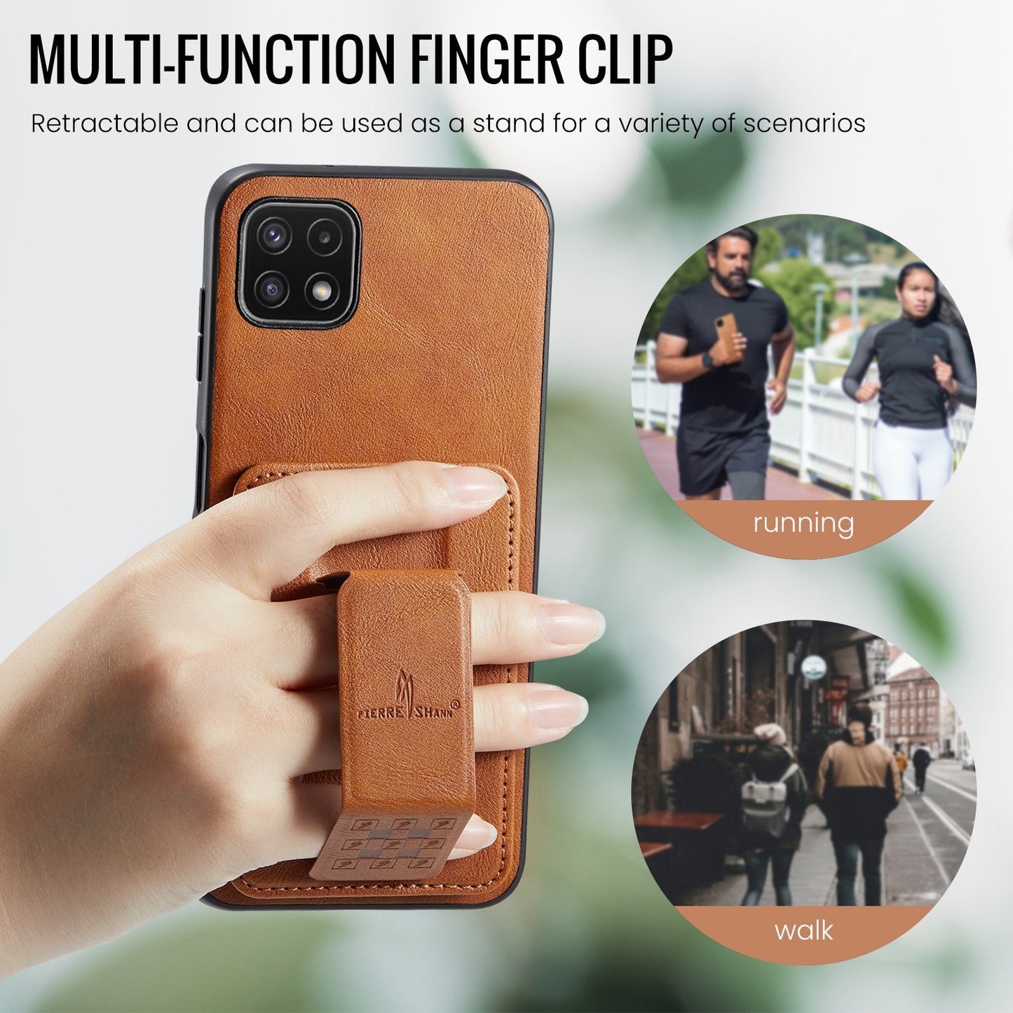 Samsung Galaxy A22 5G Card Holder Back Phone Case - Oil Wax Cow Leather