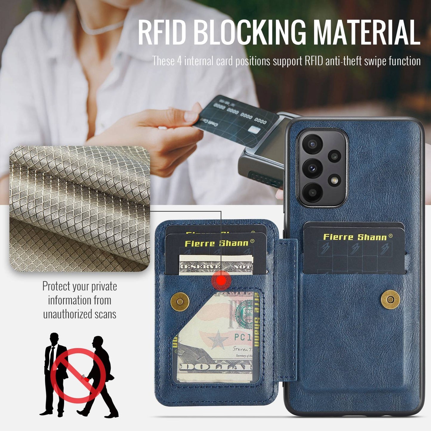 Samsung Galaxy A23 5G Card Holder Back Phone Case - Oil Wax Cow Leather