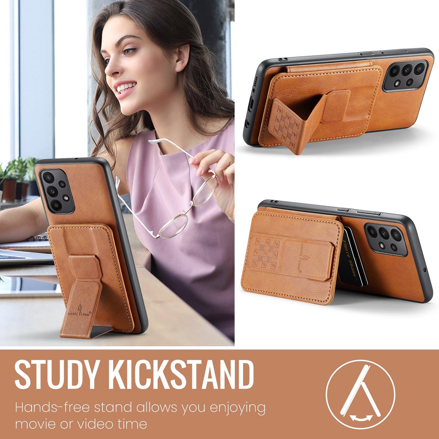 Samsung Galaxy A23 5G Card Holder Back Phone Case - Oil Wax Cow Leather