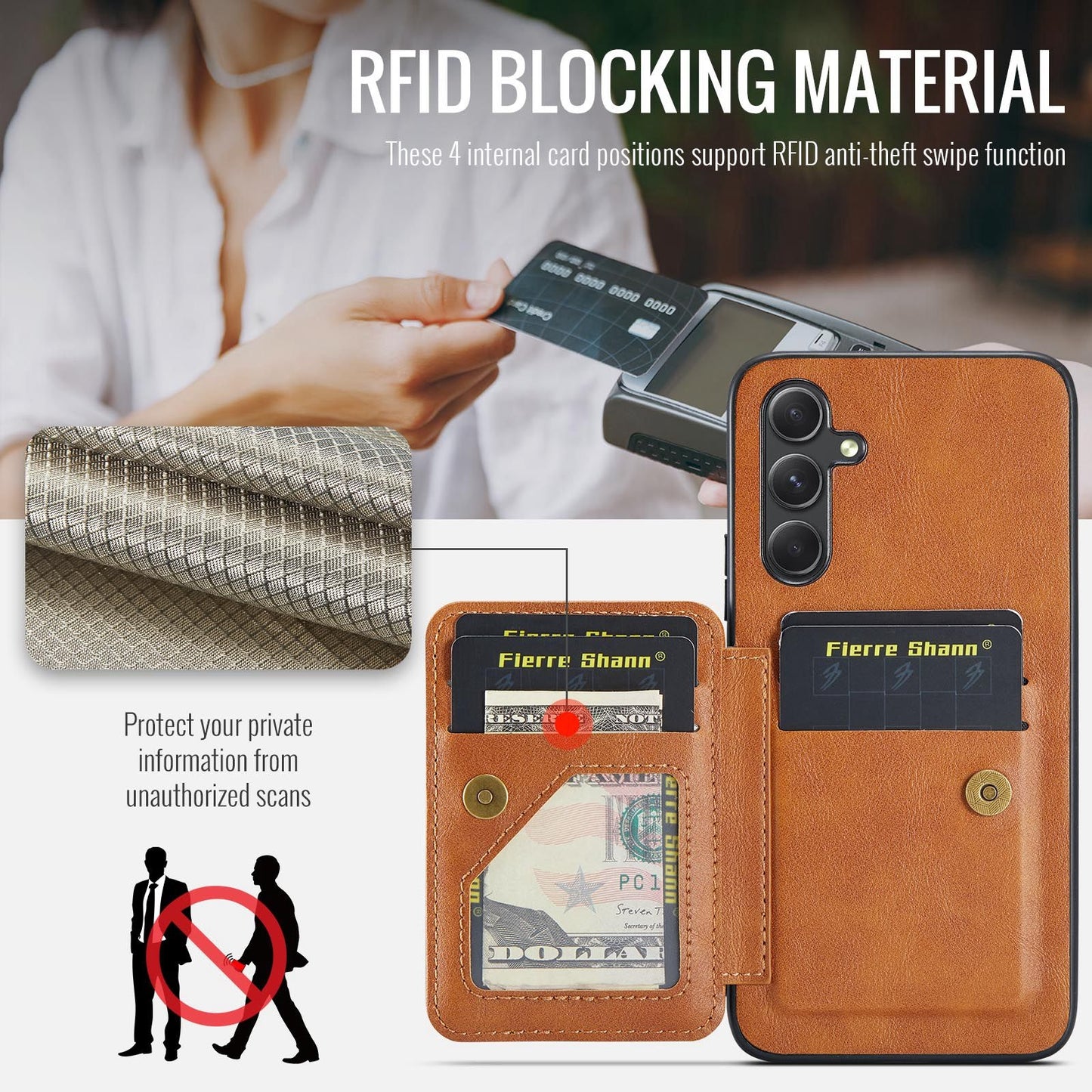 Samsung Galaxy A24 5G Card Holder Back Phone Case - Oil Wax Cow Leather