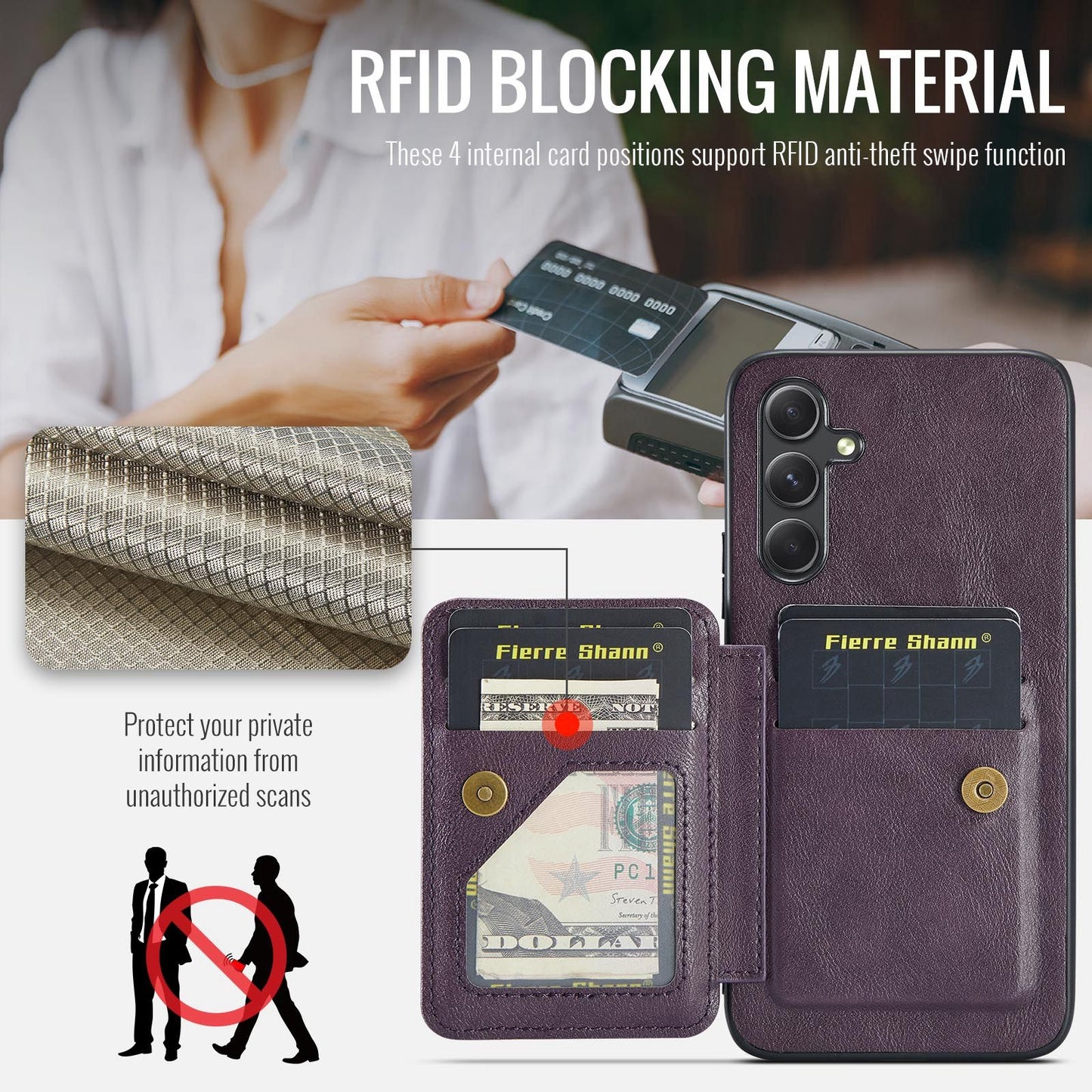 Samsung Galaxy A25 5G Card Holder Back Phone Case - Oil Wax Cow Leather
