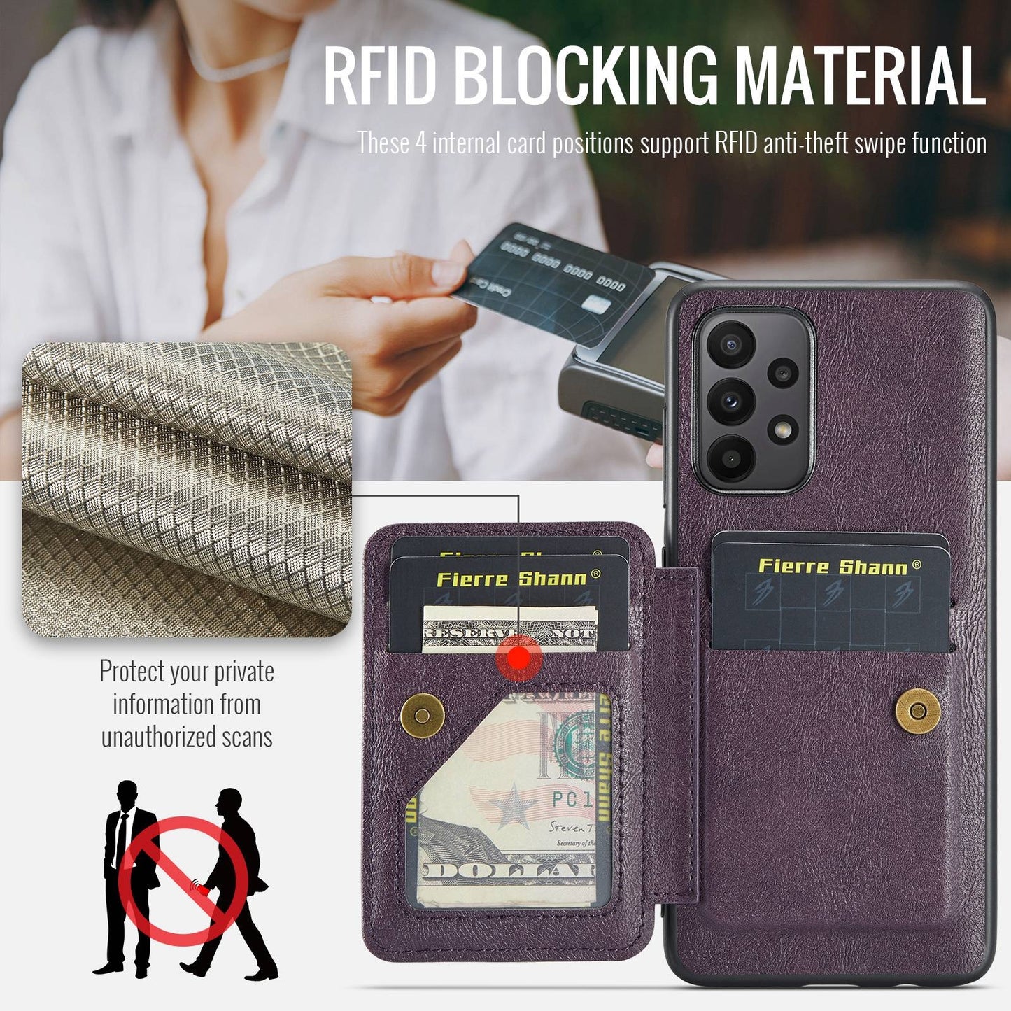 Samsung Galaxy A33 5G Card Holder Back Phone Case - Oil Wax Cow Leather