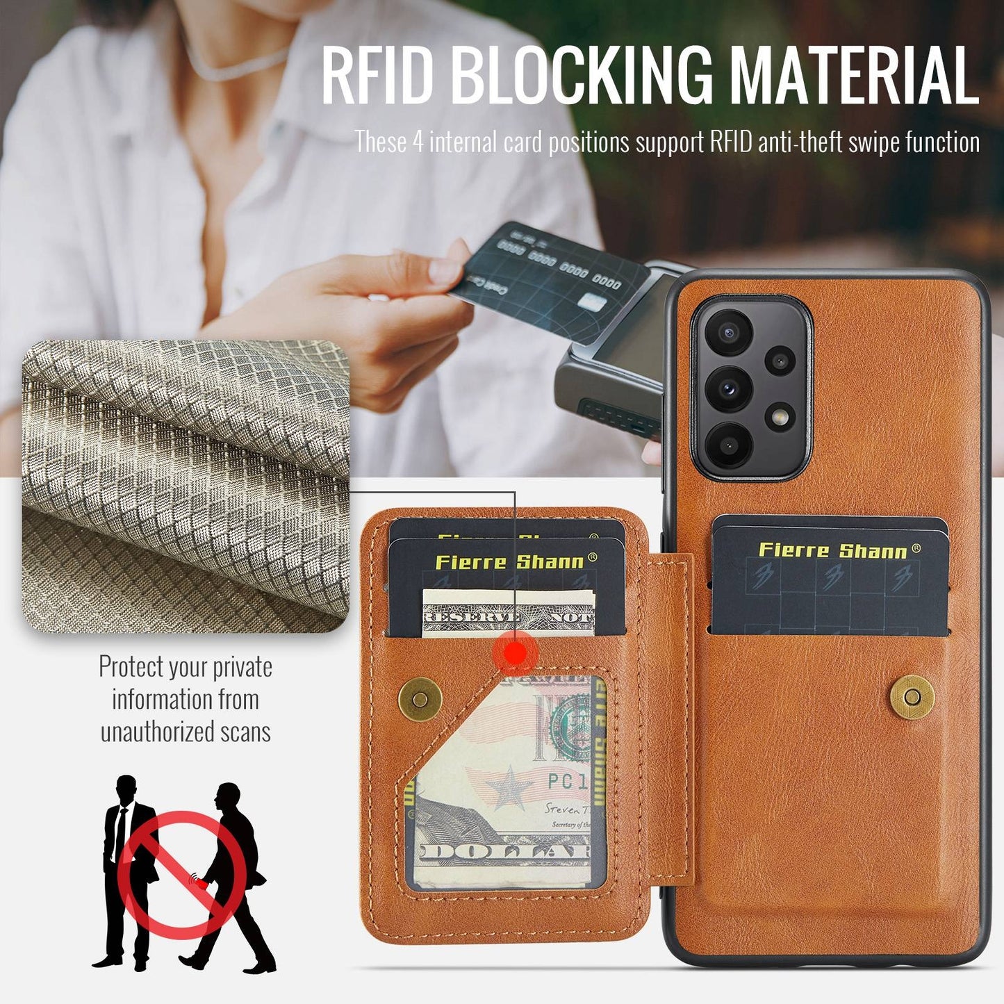 Samsung Galaxy A33 5G Card Holder Back Phone Case - Oil Wax Cow Leather