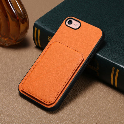 iPhone SE 2022 Calf Texture Leather Case with Dual Card Slots and Stand Function