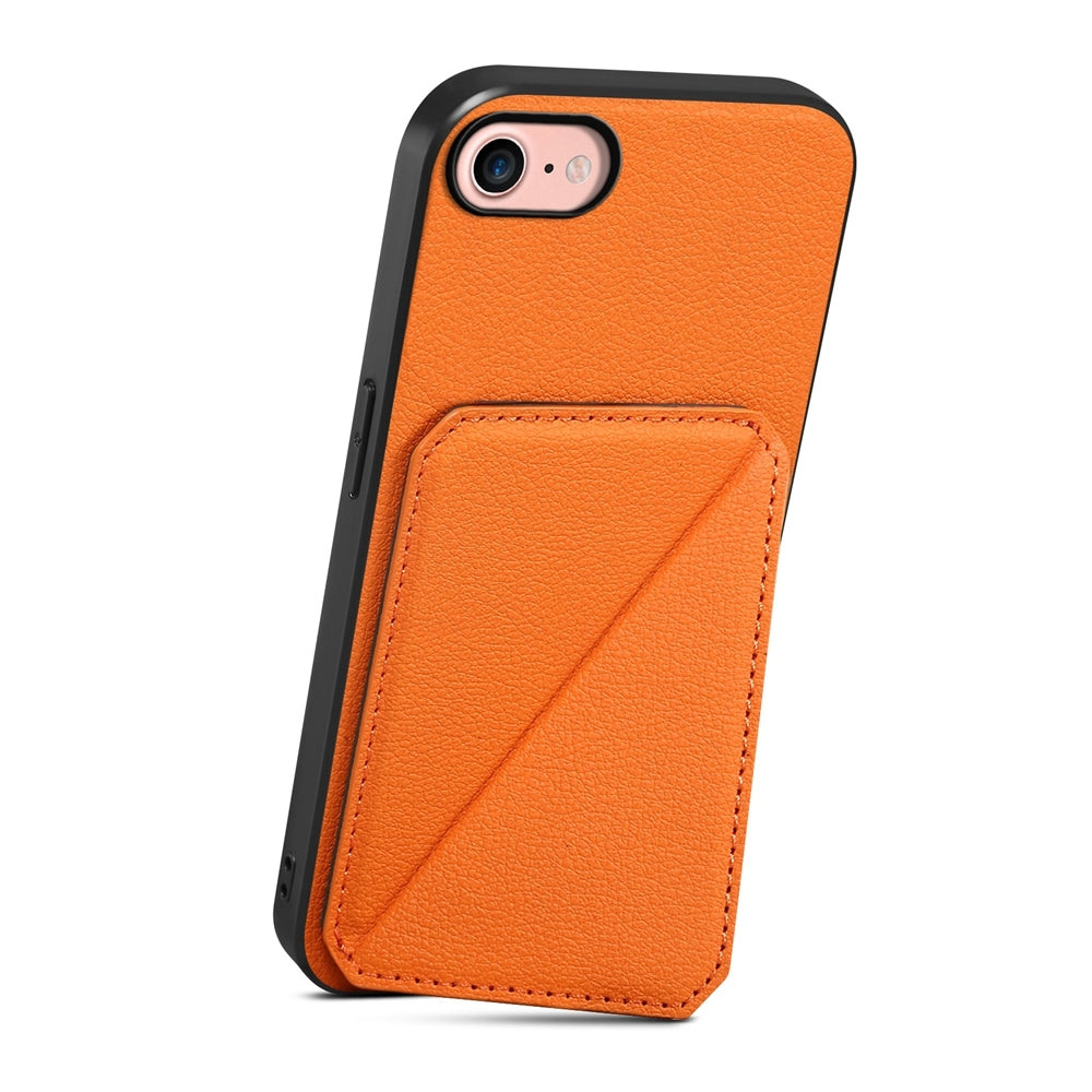 iPhone SE 2022 Calf Texture Leather Case with Dual Card Slots and Stand Function
