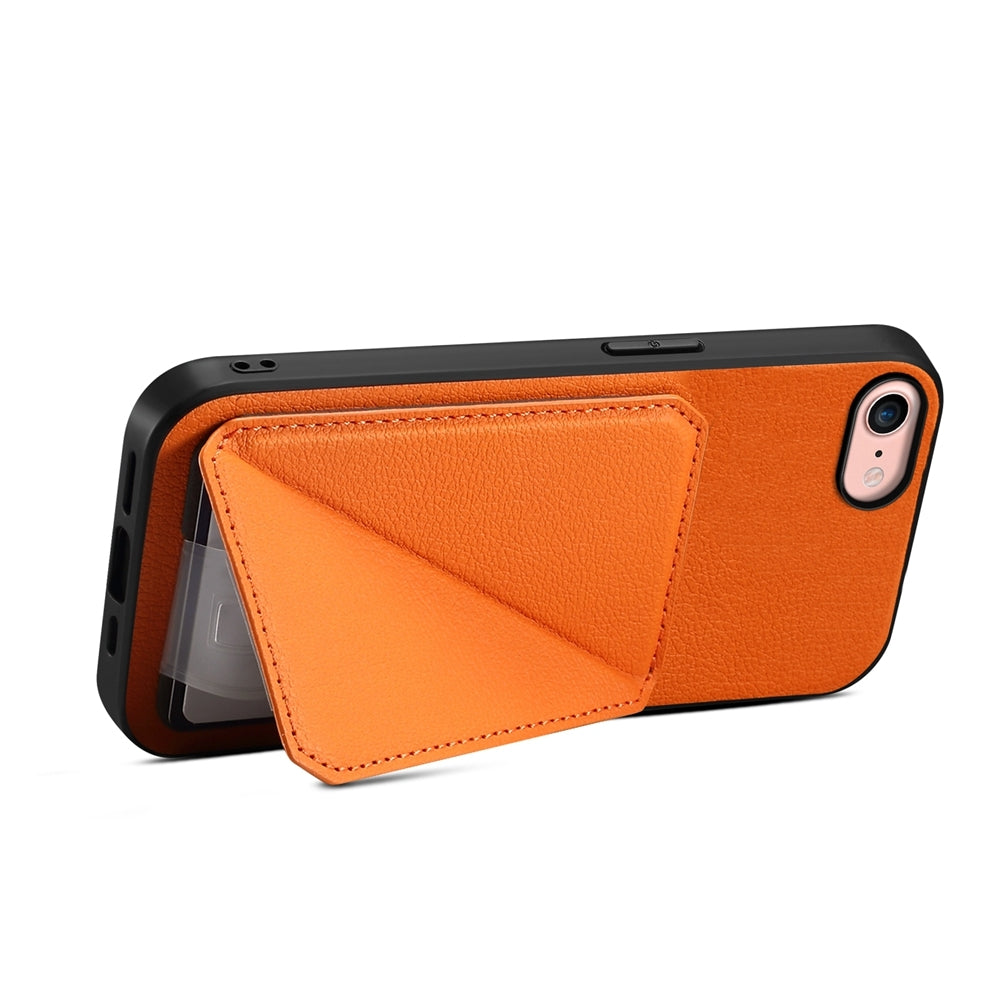 iPhone SE 2022 Calf Texture Leather Case with Dual Card Slots and Stand Function