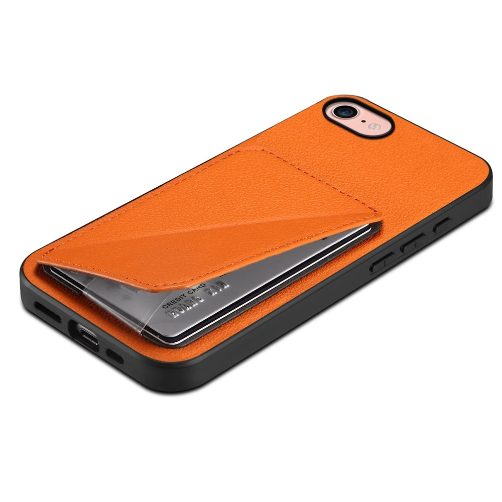 iPhone SE 2022 Calf Texture Leather Case with Dual Card Slots and Stand Function
