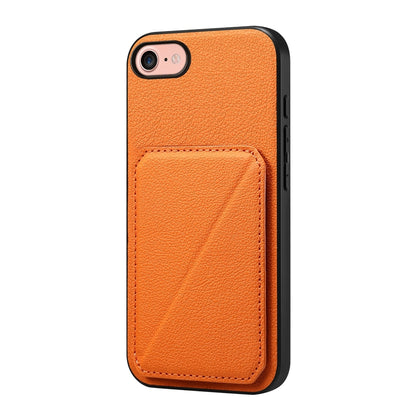 iPhone SE 2022 Calf Texture Leather Case with Dual Card Slots and Stand Function