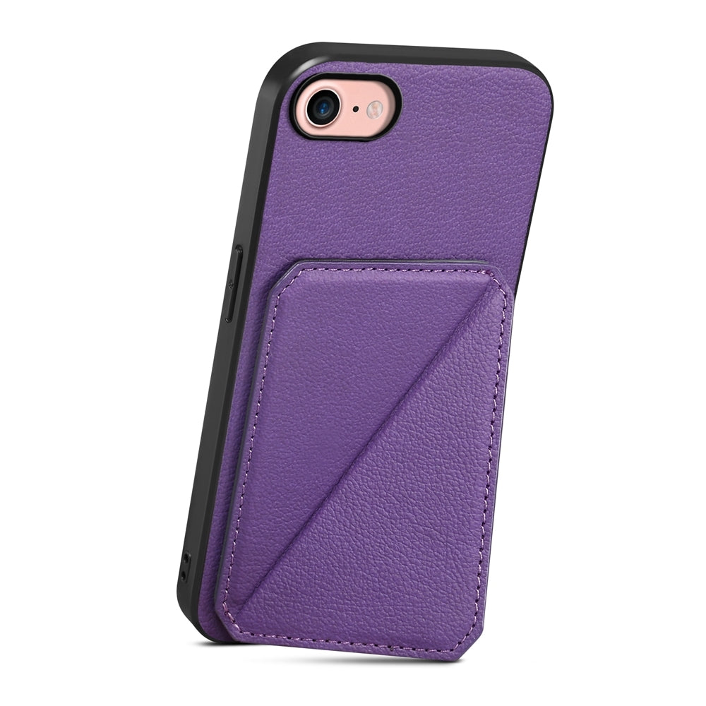 iPhone SE 2022 Calf Texture Leather Case with Dual Card Slots and Stand Function