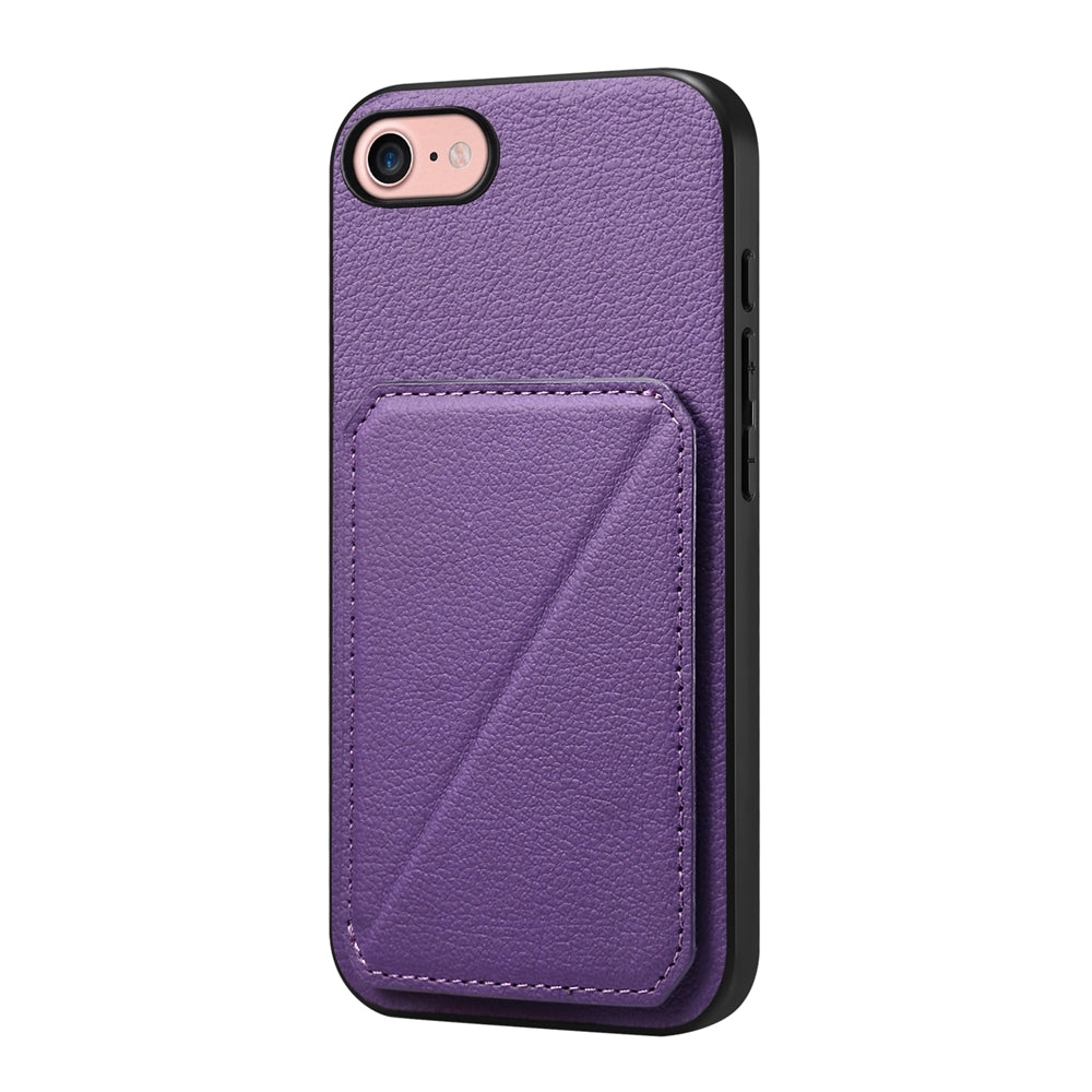 iPhone SE 2022 Calf Texture Leather Case with Dual Card Slots and Stand Function