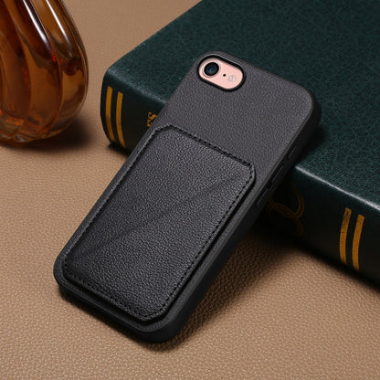 iPhone SE 2022 Calf Texture Leather Case with Dual Card Slots and Stand Function