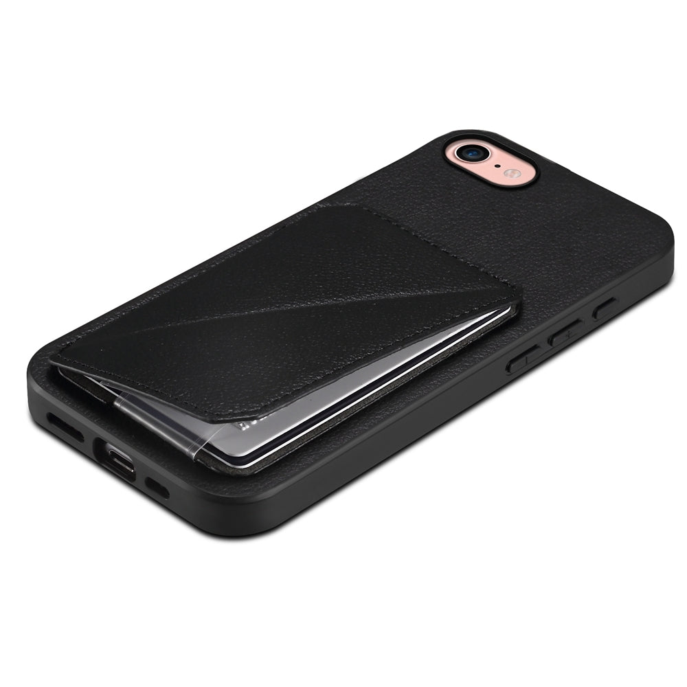 iPhone SE 2022 Calf Texture Leather Case with Dual Card Slots and Stand Function