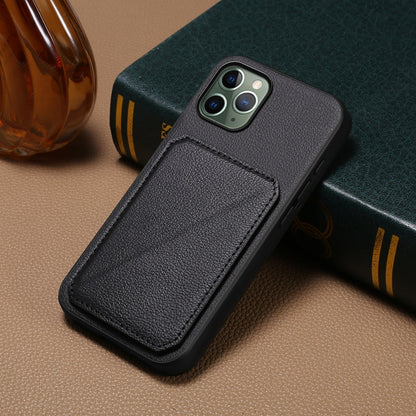 iPhone 11 Pro Calf Texture Leather Case with Dual Card Slots and Stand Function