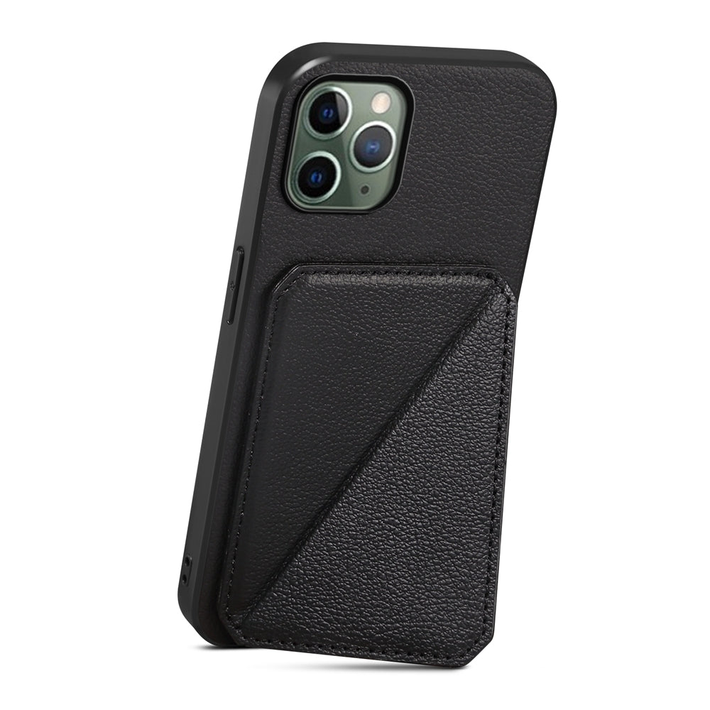 iPhone 11 Pro Calf Texture Leather Case with Dual Card Slots and Stand Function