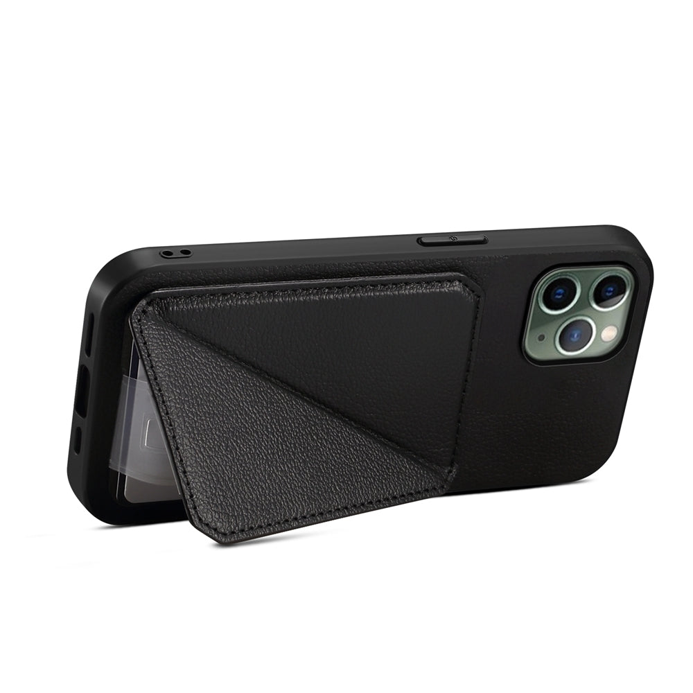 iPhone 11 Pro Calf Texture Leather Case with Dual Card Slots and Stand Function