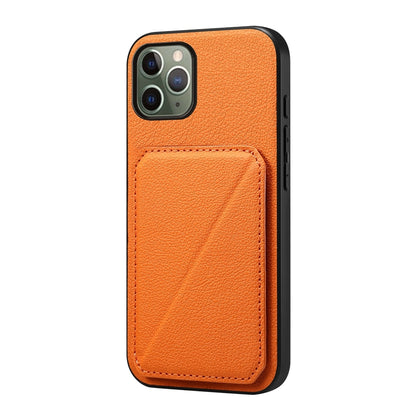 iPhone 11 Pro Calf Texture Leather Case with Dual Card Slots and Stand Function