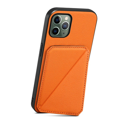 iPhone 11 Pro Calf Texture Leather Case with Dual Card Slots and Stand Function