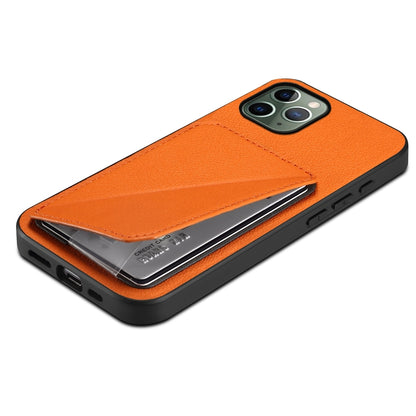 iPhone 11 Pro Calf Texture Leather Case with Dual Card Slots and Stand Function