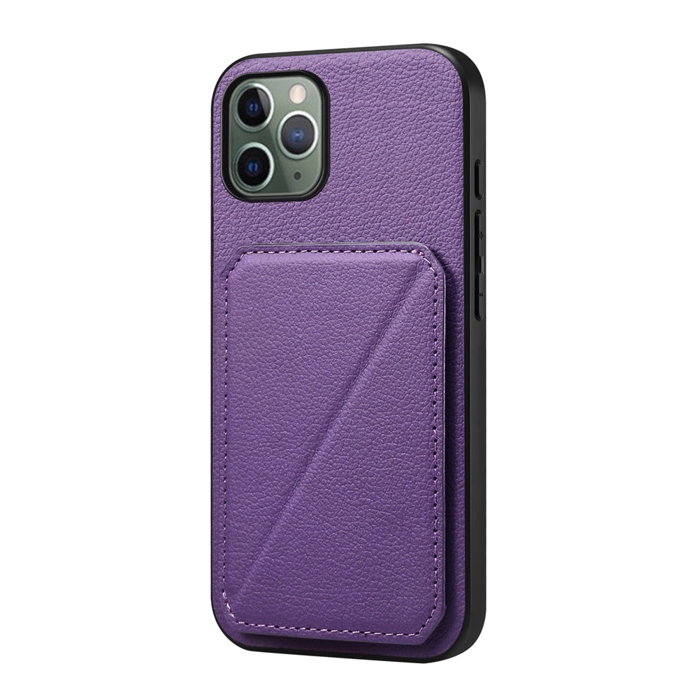 iPhone 11 Pro Calf Texture Leather Case with Dual Card Slots and Stand Function
