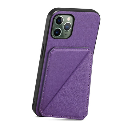 iPhone 11 Pro Calf Texture Leather Case with Dual Card Slots and Stand Function