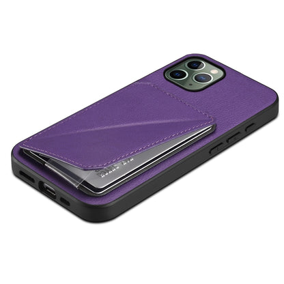 iPhone 11 Pro Calf Texture Leather Case with Dual Card Slots and Stand Function