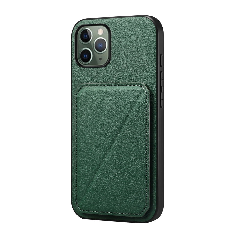 iPhone 11 Pro Calf Texture Leather Case with Dual Card Slots and Stand Function