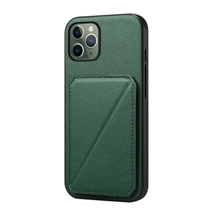 iPhone 11 Pro Calf Texture Leather Case with Dual Card Slots and Stand Function