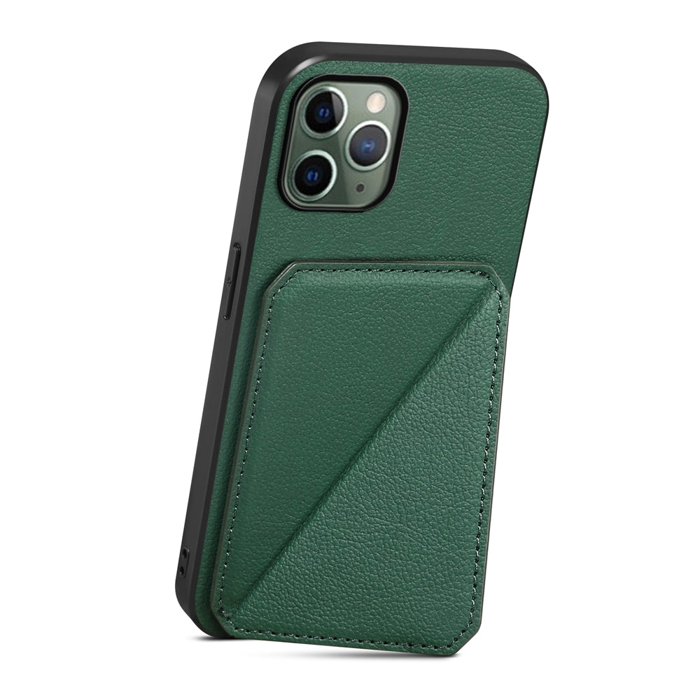 iPhone 11 Pro Calf Texture Leather Case with Dual Card Slots and Stand Function